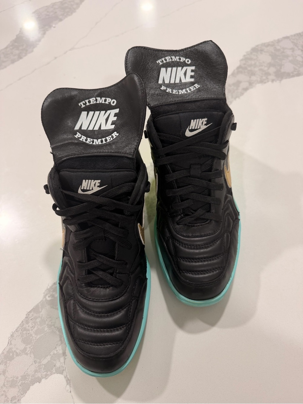 RARE Nike LunarTiempo Sky High Wedge Magista Pack 8 Black goldLeather 667615-001